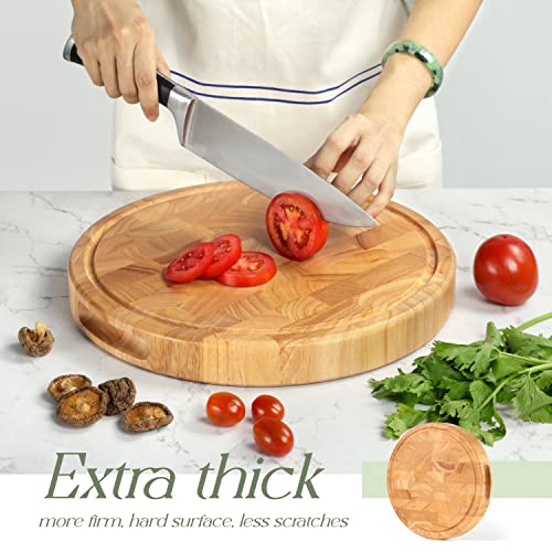 FANICHI End Grain Cutting Board, Extra Large & Thick, End Grain Built-In Compartment and Juice Canal, Heavy Duty Chopping Board, Thick Carving Board for Bread Fruits Meat (13x13 Inches) - Image 5