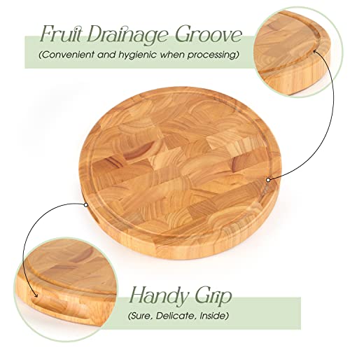FANICHI End Grain Cutting Board, Extra Large & Thick, End Grain Built-In Compartment and Juice Canal, Heavy Duty Chopping Board, Thick Carving Board for Bread Fruits Meat (13x13 Inches) - Image 3