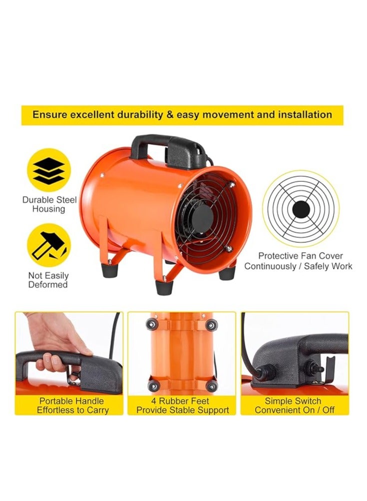 روهز مروحة تهوية محمولة مقاس 8 بوصة منفاخ هواء معدني محوري 2800 دورة في الدقيقة مروحة تهوية ورشة عمل متعددة الوظائف مستخرج الدخان - Image 1