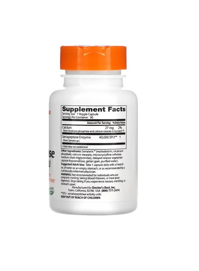 دكتورز بست Serrapeptase 40000 SPU 90 Veggie Caps - Image 2