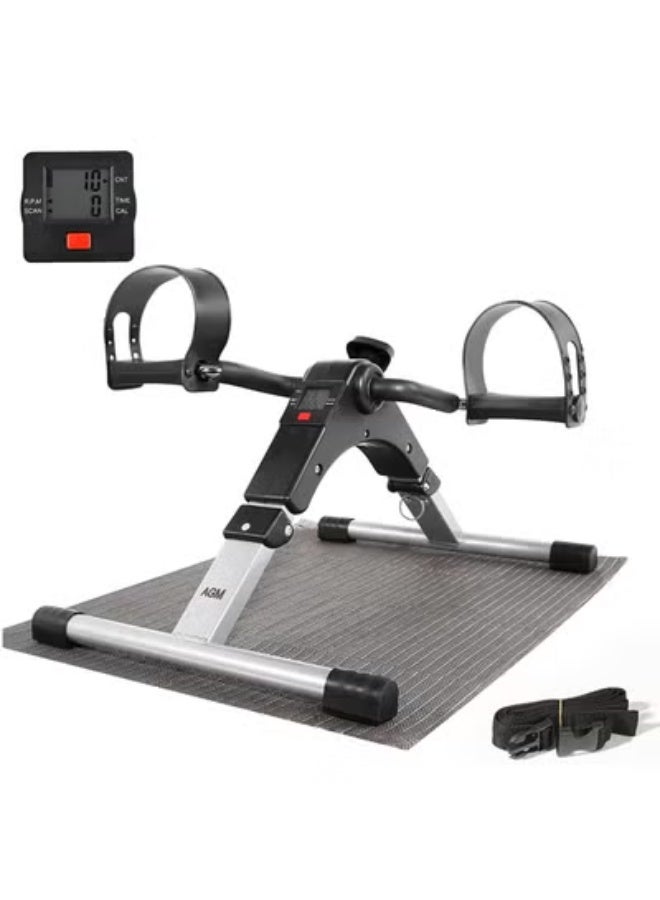 Folding Pedal Exerciser - Mini Exercise Bike Under Desk Bike Pedal Exerciser with LCD Display for Arms and Legs Workout, Portable Desk Bike Peddler Machine for Adults & Seniors - Image 1