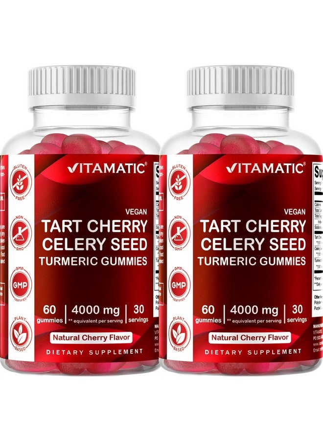 Vitamatic Tart Cherry with Celery Seed Gummies - 4000mg Equivalent Per Serving (from 10:1 Extract, 400mg) - 2-Pack - Image 1