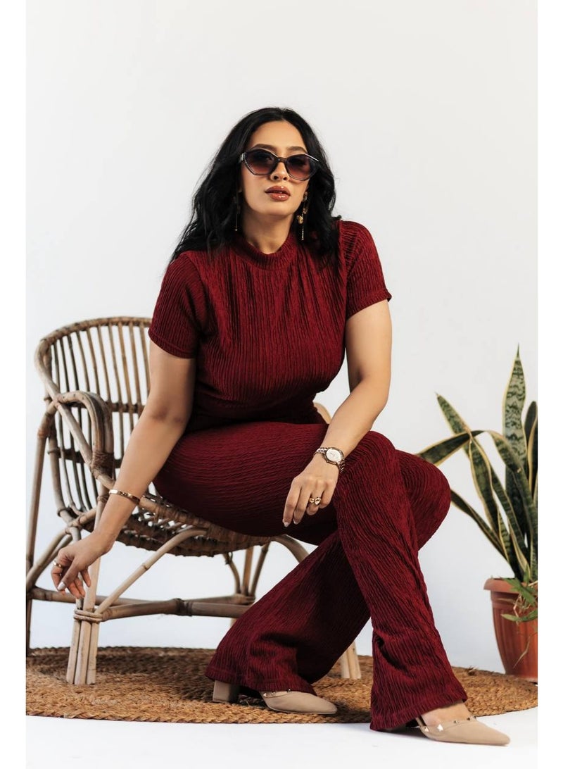 طقم قطعتين للنساء تيشيرت قصير كاجوال وبنطال فضفاض بتصميم رياضي متميز لون وردي خامه كوريشه ليكرا مستوطقم قطعتين للنساء تيشيرت قصير كاجوال وبنطال فضفاض بتصميم رياضي متميز لون وردي خامه كوريشه ليكرا مستورد