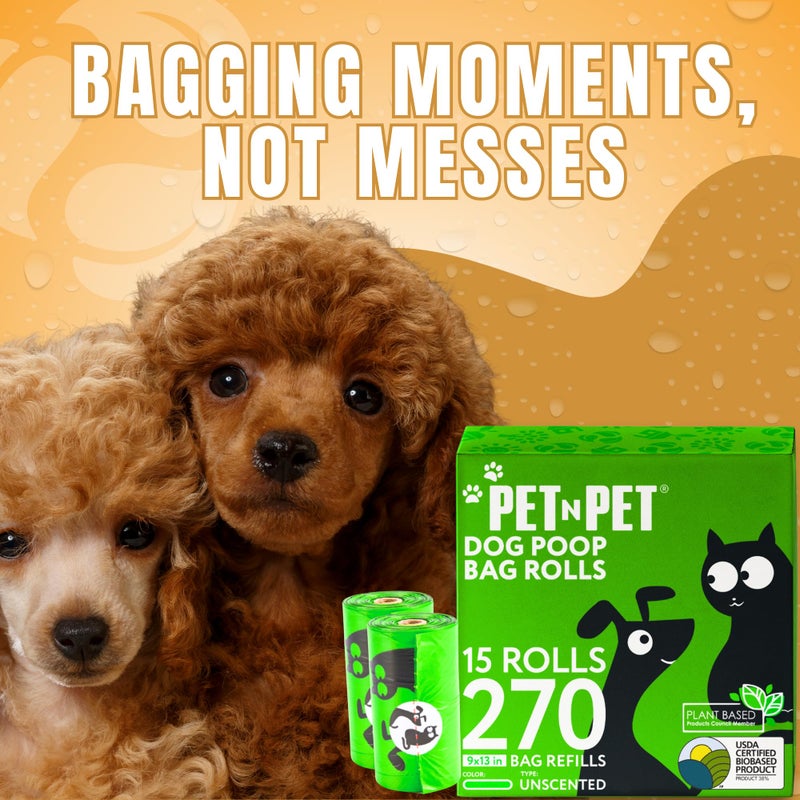 Pet N Pet 270 Counts Green Poop Bags for Dogs, 38% Plant Based & 62% PE Extra Thick Dog Poop Bags Rolls, 9" x 13", Unscented Dog Waste Bag, Pet Supplies for Dogs - Image 4