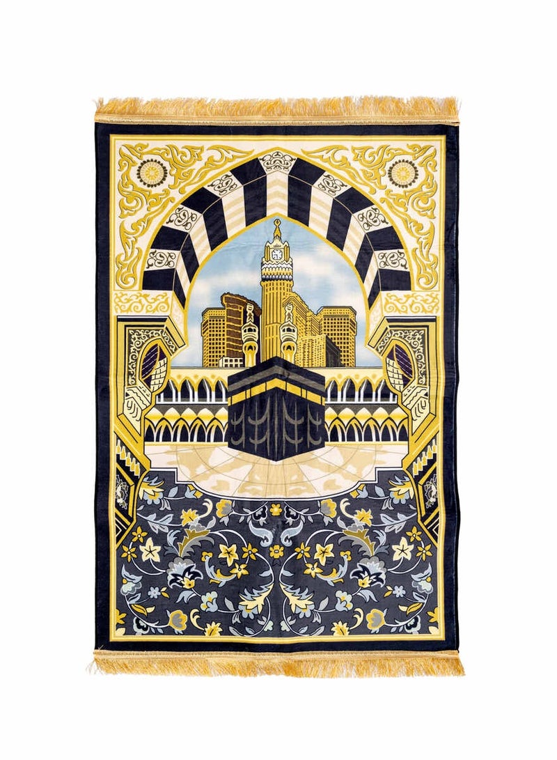 Hilalful Mecca Muslim Prayer Rug - 110 cm x 70 cm | Polyester | Hand Wash | Padded Muslim Prayer Mat for Men & Women | Soft Prayer Carpet Mat for Ramadan, Eid, Wedding, Birthday, Anniversary | Islamic Gift - Image 1