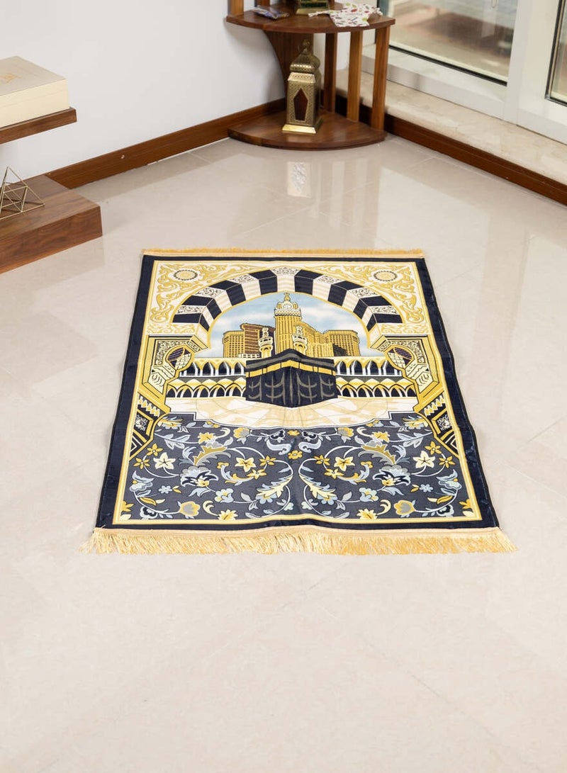 Hilalful Mecca Muslim Prayer Rug - 110 cm x 70 cm | Polyester | Hand Wash | Padded Muslim Prayer Mat for Men & Women | Soft Prayer Carpet Mat for Ramadan, Eid, Wedding, Birthday, Anniversary | Islamic Gift - Image 3