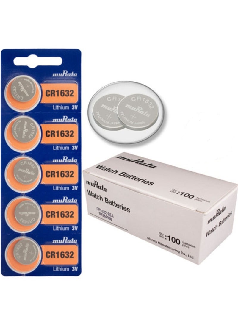 muRATA 100-Pieces Murata CR1632 Lithium 3V (muRata) Japan Batteries 