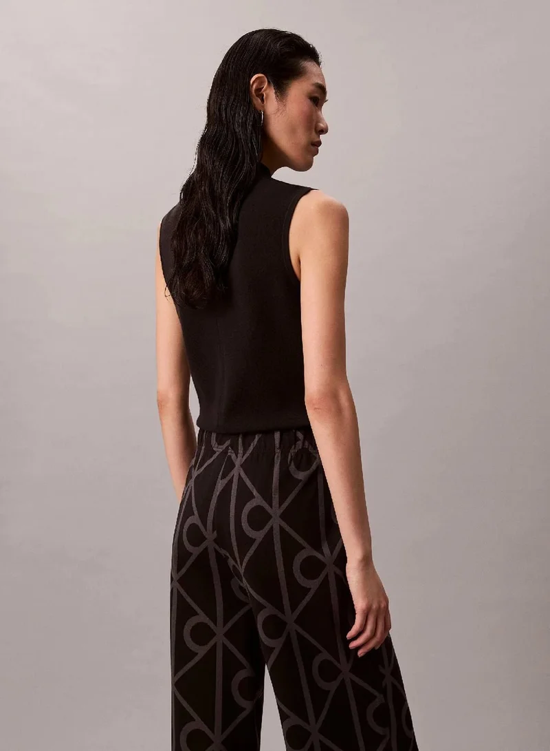 Calvin Klein Emblem AOP Forged Iron/Black Combo Jacquard Logo Pull On Trousers for Women | Best Price UAE