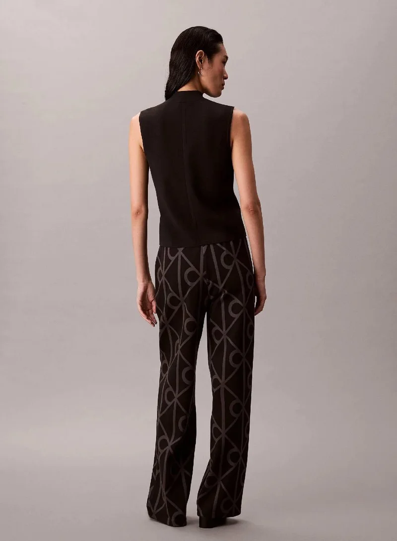 Calvin Klein Emblem AOP Forged Iron/Black Combo Jacquard Logo Pull On Trousers for Women | Best Price UAE