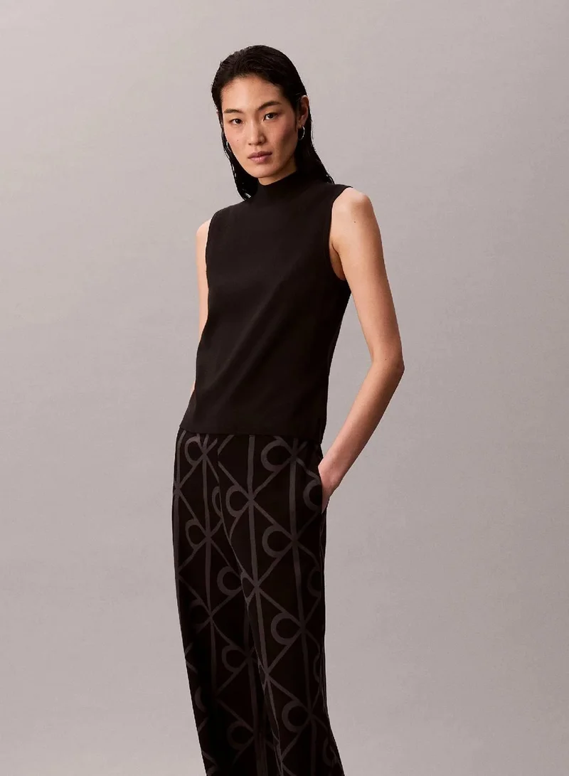 Calvin Klein Emblem AOP Forged Iron/Black Combo Jacquard Logo Pull On Trousers for Women | Best Price UAE