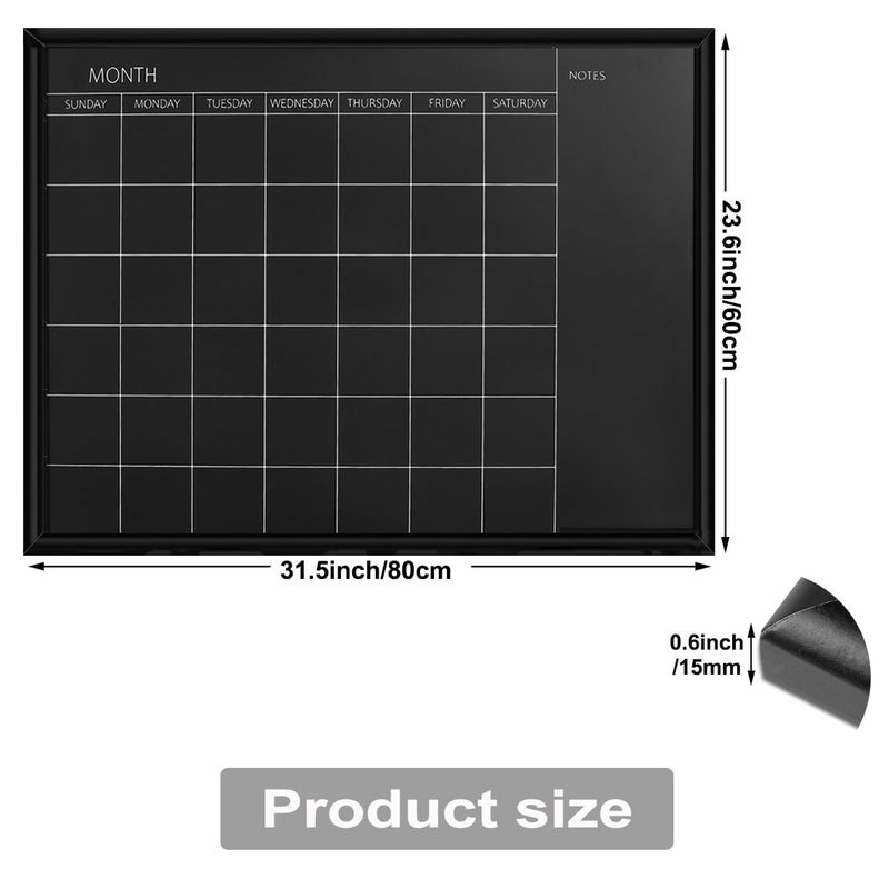 TORASO Calendar Chalkboard, 23.6 x 31.5 inches, Magnetic Surface Black Frame Chalk Board for Planning,School Timetable Memo, Hanging Board for Office, School and Home(YLHB-BK-6080) - Image 2