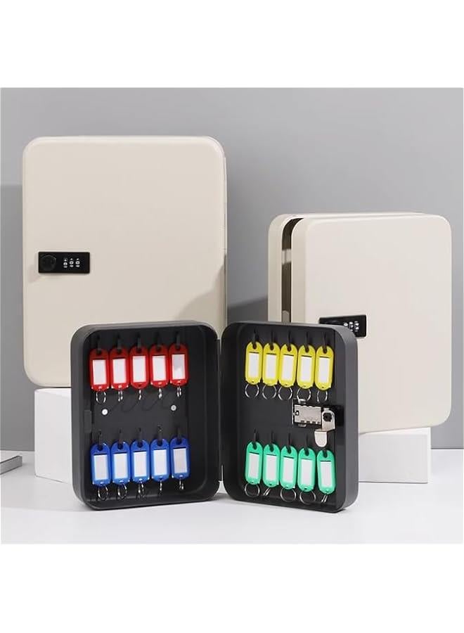 تراسل خزانة تخزين آمنة للمفاتيح ببлок رمز ثلاثي الأرقام - تتضمن المعدات التثبيتية وسوم المفاتيح - حل أمان مثبت على الحائط لمستودعك المنزلي أو المكتبي (أسود 20) - Image 2