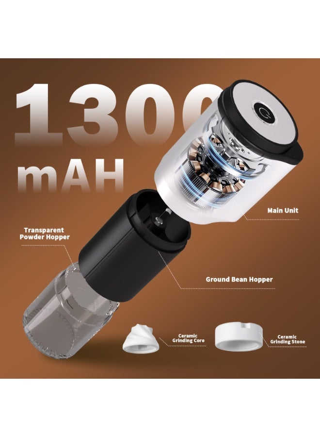 Portable Electric Coffee Grinder,Features a Built-in 1300mAh Rechargeable Battery, Adjustable Grind Settings for Coffee Beans/Grains,Portable Coffee Grinder for Home,Camping and Travel Use - Image 3