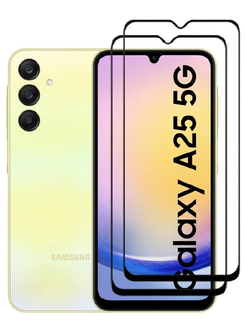 AINA قطعتان من واقي الشاشة الزجاجي المقوى 5D المصمم لهاتف Samsung Galaxy A25 مع تغطية كاملة للشاشة من الحافة إلى الحافة وخالية من الفقاعات - Image 1