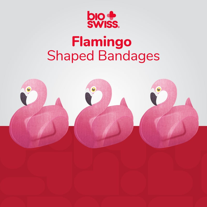 BioSwiss Kids Bandages, Flamingo Shaped Self Adhesive Bandage Set, Latex Free, Sterile Wound Care, 24 Count - Image 3