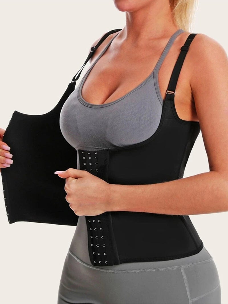 SweetSauna Suspender Premium Corset Instantly Slimming 2 Sizes, Waist and Belly Firming, Back Supported Lifter Black  - Image 1