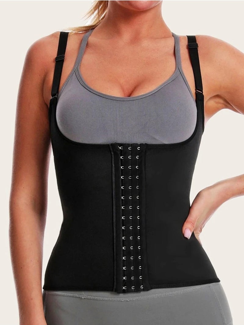 SweetSauna Suspender Premium Corset Instantly Slimming 2 Sizes, Waist and Belly Firming, Back Supported Lifter Black  - Image 2