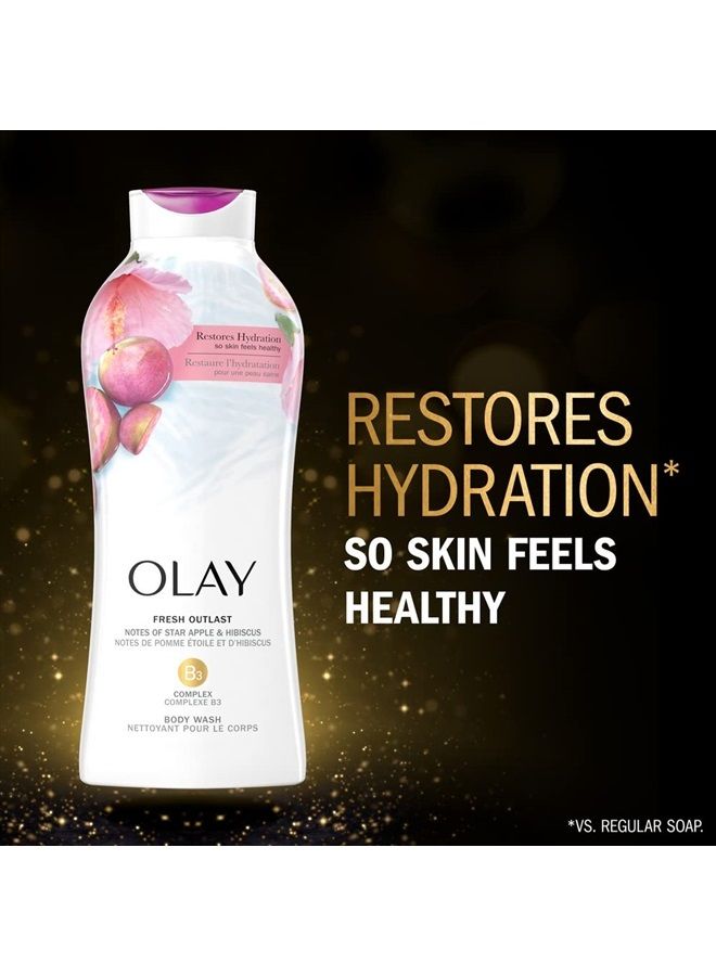 Olay Fresh Outlast Body Wash, Star Apple & Hibiscus, 22 fl oz, Pack of 4 - Image 2