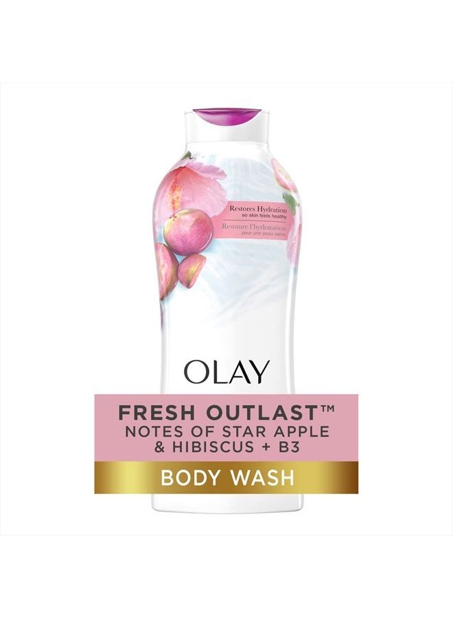 Olay Fresh Outlast Body Wash, Star Apple & Hibiscus, 22 fl oz, Pack of 4 - Image 4