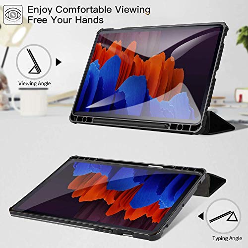 Oaky Smart Cover for Samsung Galaxy Tab S8/S7 11 inch [SM X700 X706 T870 T875 T878] with S Pen Holder Shockproof Trifold Stand Auto Wake/Sleep Soft Flexible Back Cover - Dark Green - Image 4
