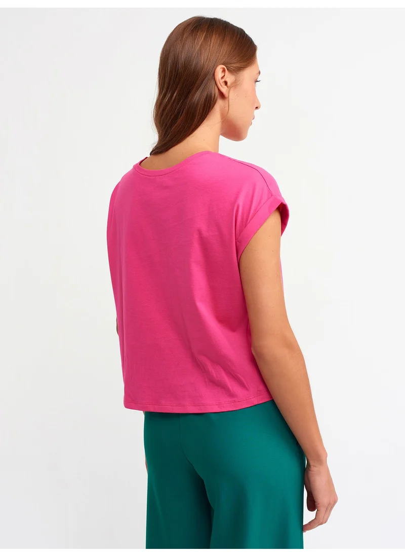 Dilvin 3431 T Sleeve T-Shirt-Dark Fuchsia