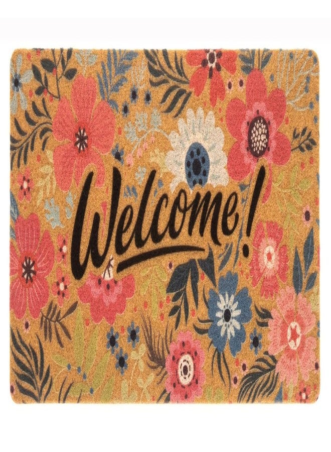 FGSS Flower-Welcome-Doormat Outdoor-Entrance - Coir-Non-Slip Floral Seasonal-Spring Summer Indoor Home Decor Front Door Mats - Image 1