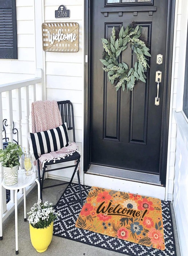 FGSS Flower-Welcome-Doormat Outdoor-Entrance - Coir-Non-Slip Floral Seasonal-Spring Summer Indoor Home Decor Front Door Mats - Image 5