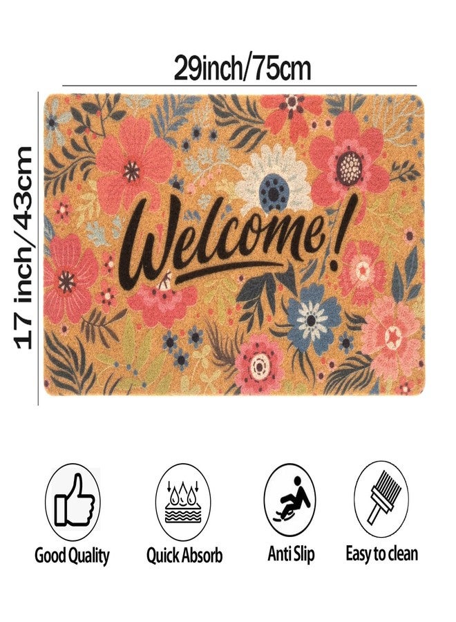 FGSS Flower-Welcome-Doormat Outdoor-Entrance - Coir-Non-Slip Floral Seasonal-Spring Summer Indoor Home Decor Front Door Mats - Image 4
