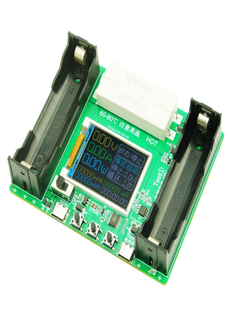 18650 Lithium Battery Capacity Tester 1.77inch Display Internal Resistance Measurement Module Type-C Interface with Battery Capacity Division and Running Cycle Function - Image 1