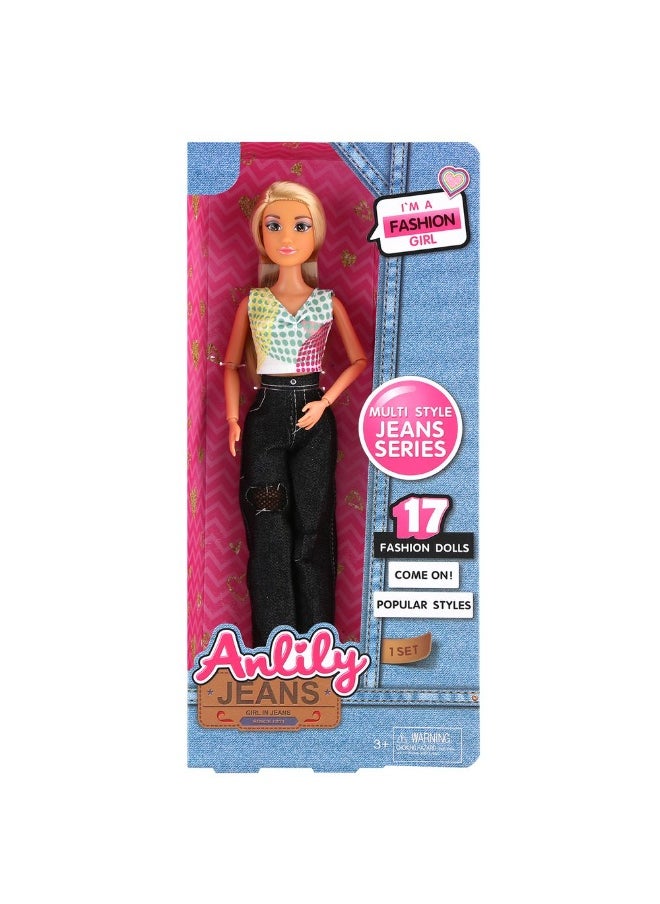 Generic Anlily Jeans Girl In Jeans Fashion Girl 29cm Doll With Black Trousers- 616060B 