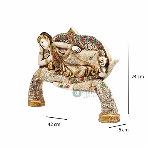 INDICAST 15" Handmade Buddha Sleeping Murti Stone Finish Meditating Idol Gifts Antique Design for Home Decoration, Living Room Bedroom(White) - Image 4