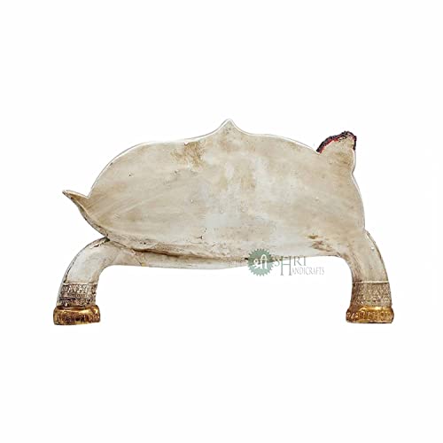 INDICAST 15" Handmade Buddha Sleeping Murti Stone Finish Meditating Idol Gifts Antique Design for Home Decoration, Living Room Bedroom(White) - Image 5