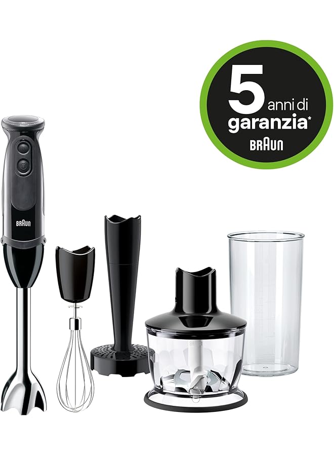 BRAUN Multi Quick 5 1000W 21 Speeds 0.500L Chopper 0.600L Beaker Whisk Masher Splash Control Mq5237Bk Black - Image 2