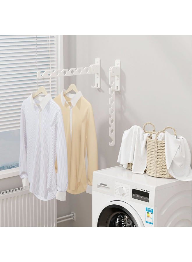 dancrul Wall Mounted Folding Clothes Drying Rack White Laundry Coat Rack Hanger Collapsible Clothing Rack Wall Mount Foldable Drying Rack - Image 3