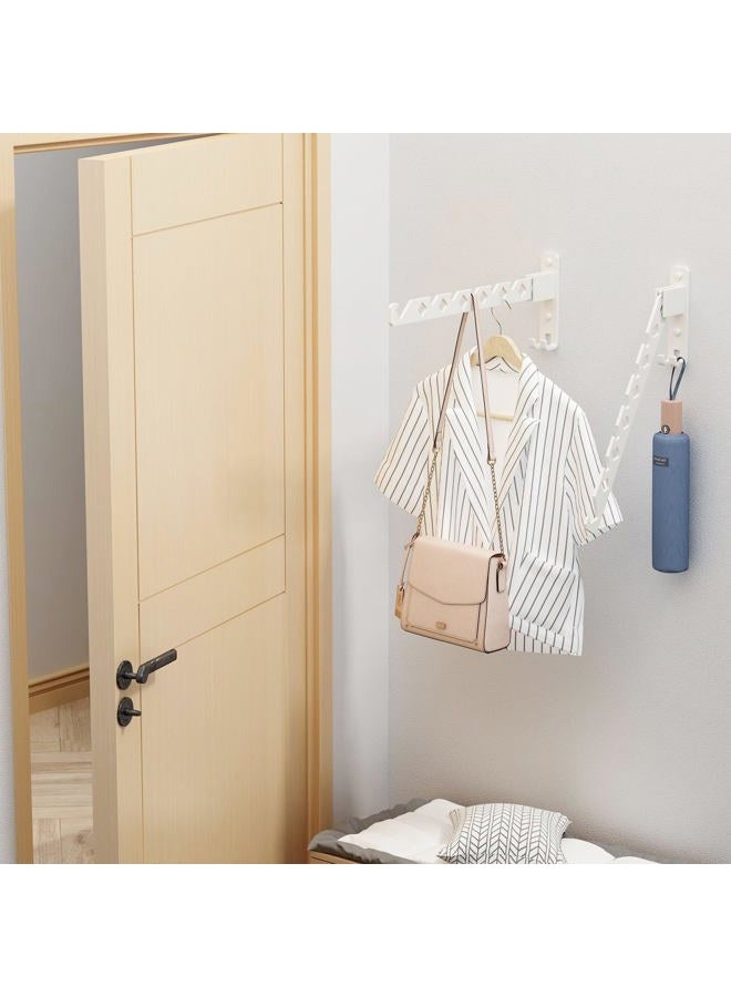 dancrul Wall Mounted Folding Clothes Drying Rack White Laundry Coat Rack Hanger Collapsible Clothing Rack Wall Mount Foldable Drying Rack - Image 5