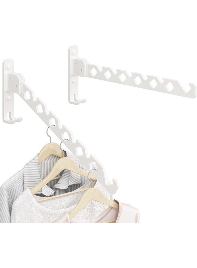 dancrul Wall Mounted Folding Clothes Drying Rack White Laundry Coat Rack Hanger Collapsible Clothing Rack Wall Mount Foldable Drying Rack - Image 1