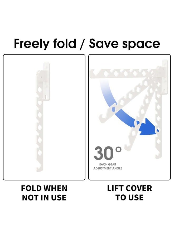 dancrul Wall Mounted Folding Clothes Drying Rack White Laundry Coat Rack Hanger Collapsible Clothing Rack Wall Mount Foldable Drying Rack - Image 2