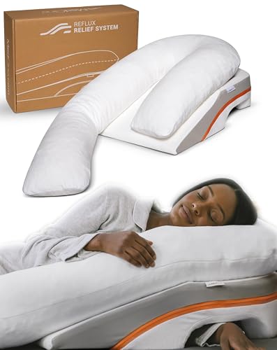 MedCline Reflux Relief System Bed Wedge Pillow for Acid Reflux and GERD Relief with Therapeutic Body Pillow Insert and Covers Inclined Sleep Position with Arm Pocket Medium for 55 to 511 Tall