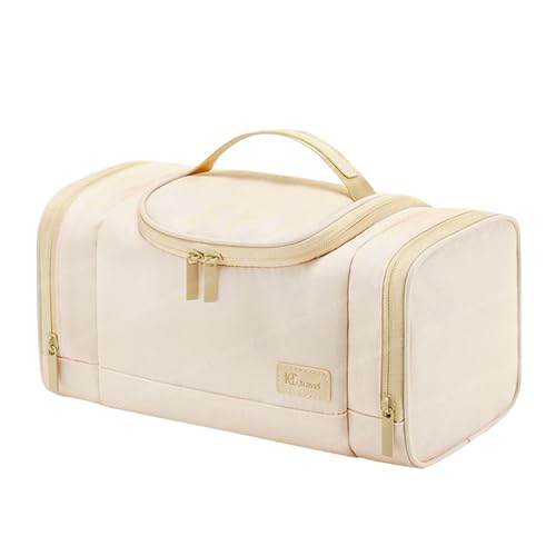 FunBlast Polyester Toiletry Bag for Men and Women - Multipurpose Travel Bag with Waterproof Pockets, Mesh Pockets, Shaving Kit Bag, Toiletry Kit, Cosmetics, Gadget, Make up and Accessories Bag (Beige) - Image 1