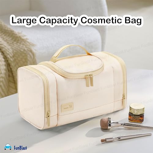 FunBlast Polyester Toiletry Bag for Men and Women - Multipurpose Travel Bag with Waterproof Pockets, Mesh Pockets, Shaving Kit Bag, Toiletry Kit, Cosmetics, Gadget, Make up and Accessories Bag (Beige) - Image 4