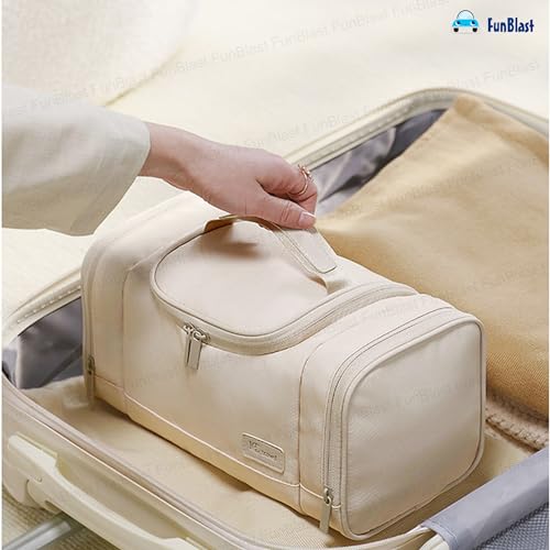 FunBlast Polyester Toiletry Bag for Men and Women - Multipurpose Travel Bag with Waterproof Pockets, Mesh Pockets, Shaving Kit Bag, Toiletry Kit, Cosmetics, Gadget, Make up and Accessories Bag (Beige) - Image 5