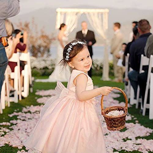 DonLeeving Flower Girl Headpiece Silver Wedding Pearls Rhinestone Headband Princess Hair Accessories for Birthday, Party, First Communion, Wedding (Silver) - Image 3