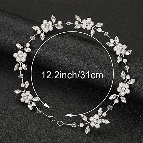 DonLeeving Flower Girl Headpiece Silver Wedding Pearls Rhinestone Headband Princess Hair Accessories for Birthday, Party, First Communion, Wedding (Silver) - Image 2