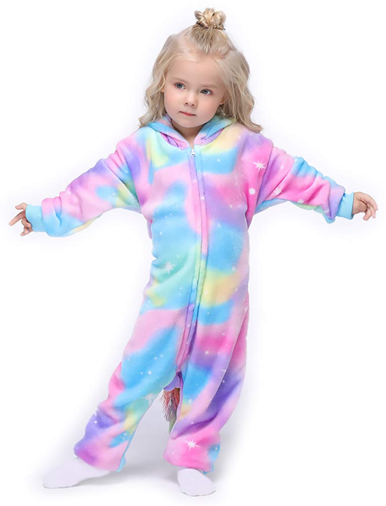 Easuit Colorful Unicorn Onesie Pajamas Animal Costume Halloween Cosplay Unisex Xmas Gifts for Kids 4-6 EA-Unicorn37 H-multicolor Unicorn - Image 3