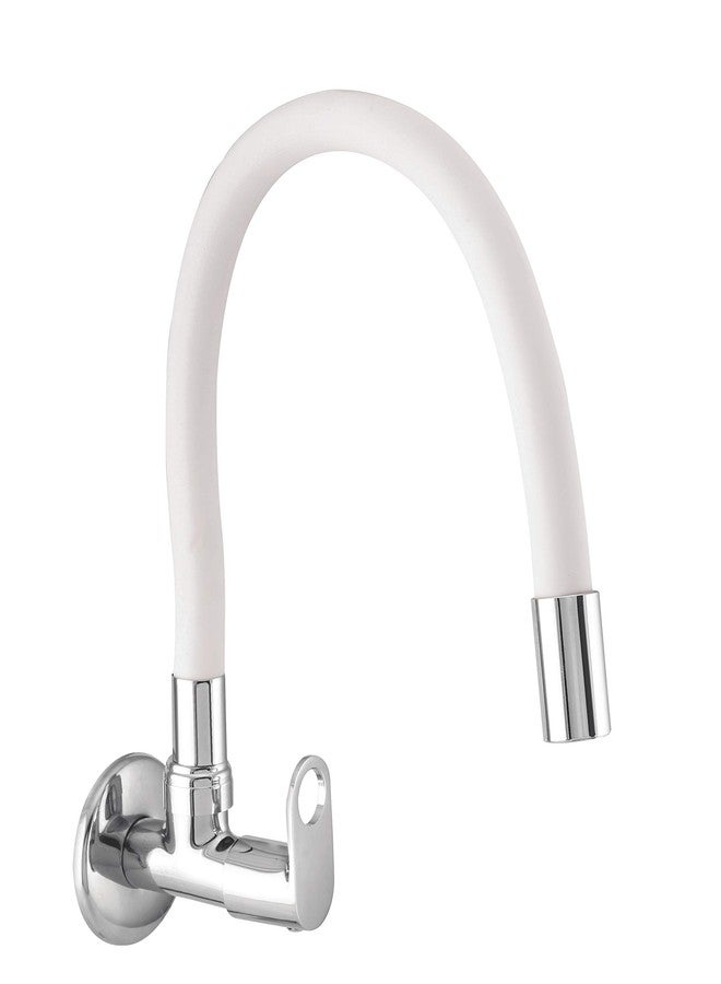 10x ST-8827 Chrome Plated Flexible Neck Sink Tap for Kitchen (White), Brass, Chrome Finish - Image 1