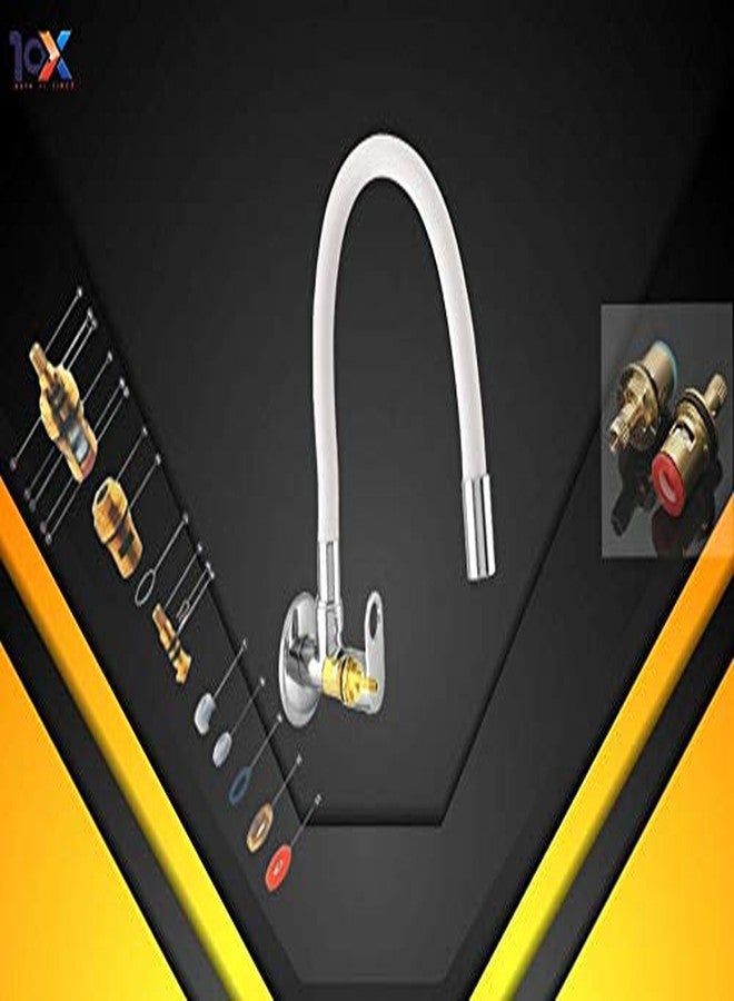 10x ST-8827 Chrome Plated Flexible Neck Sink Tap for Kitchen (White), Brass, Chrome Finish - Image 4