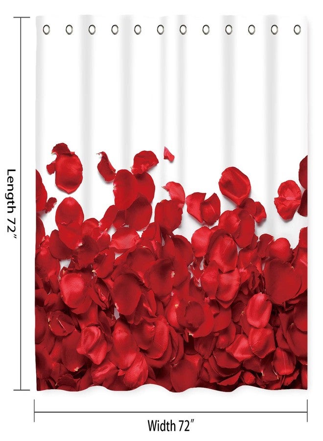 NTETSN Rose Decor Shower Curtain,Romantic Petals Waterproof Polyester Shower Curtains for Bathroom Accessories, 72 x 72 Inch,White,Red - Image 2