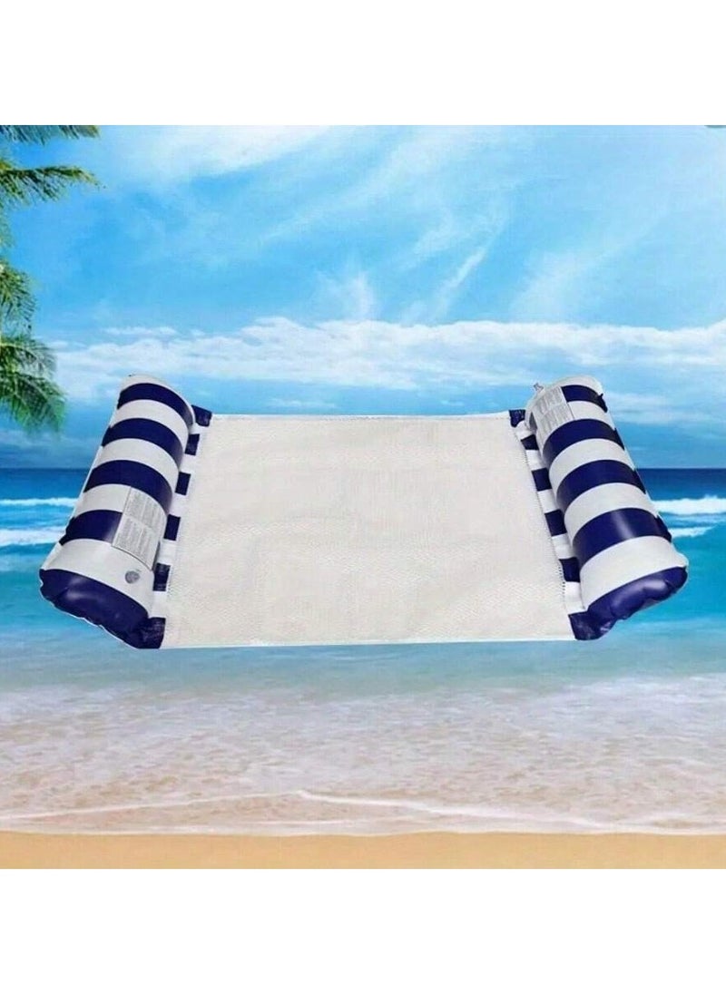 null - Blue and white inflatable float – versatile design allows it to be used as a lounge chair, floating bed, or swim pillow. Perfect for summer parties, pools, and beach fun. - Image 1