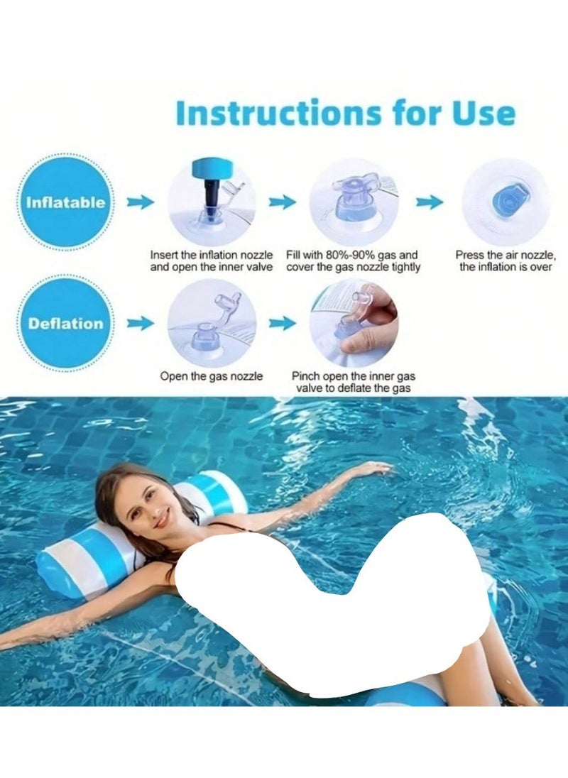 null - Blue and white inflatable float – versatile design allows it to be used as a lounge chair, floating bed, or swim pillow. Perfect for summer parties, pools, and beach fun. - Image 1