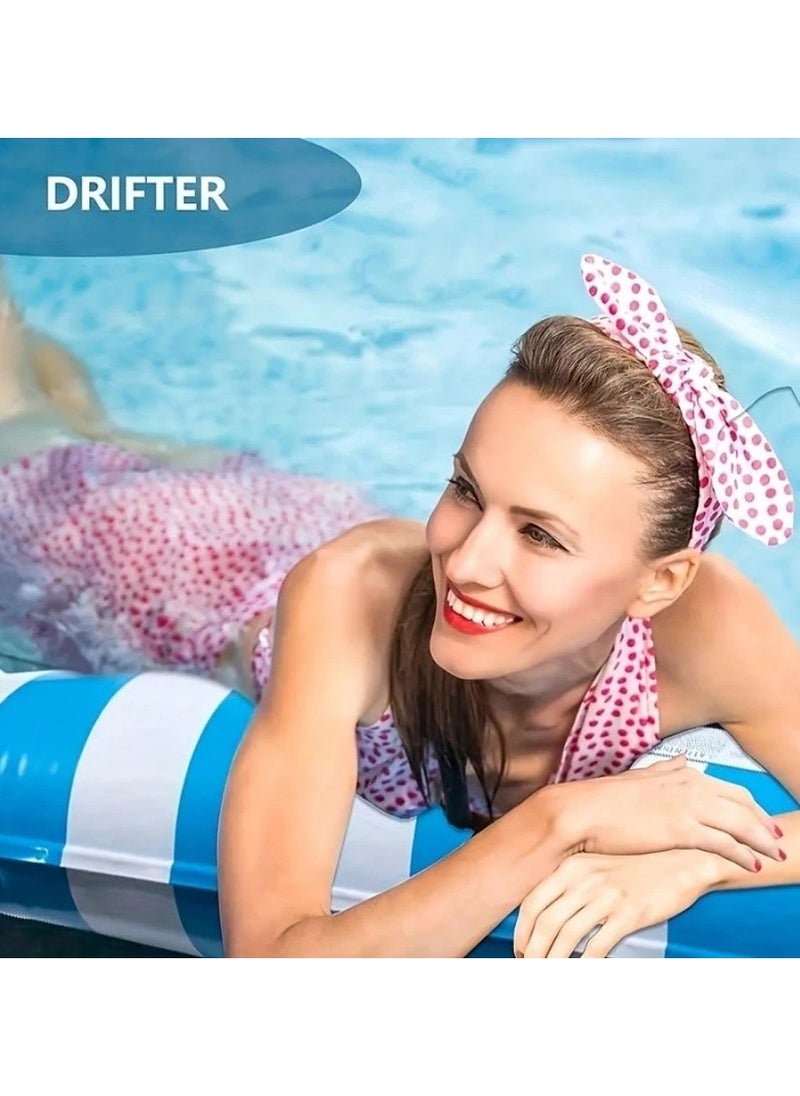 null - Blue and white inflatable float – versatile design allows it to be used as a lounge chair, floating bed, or swim pillow. Perfect for summer parties, pools, and beach fun. - Image 1